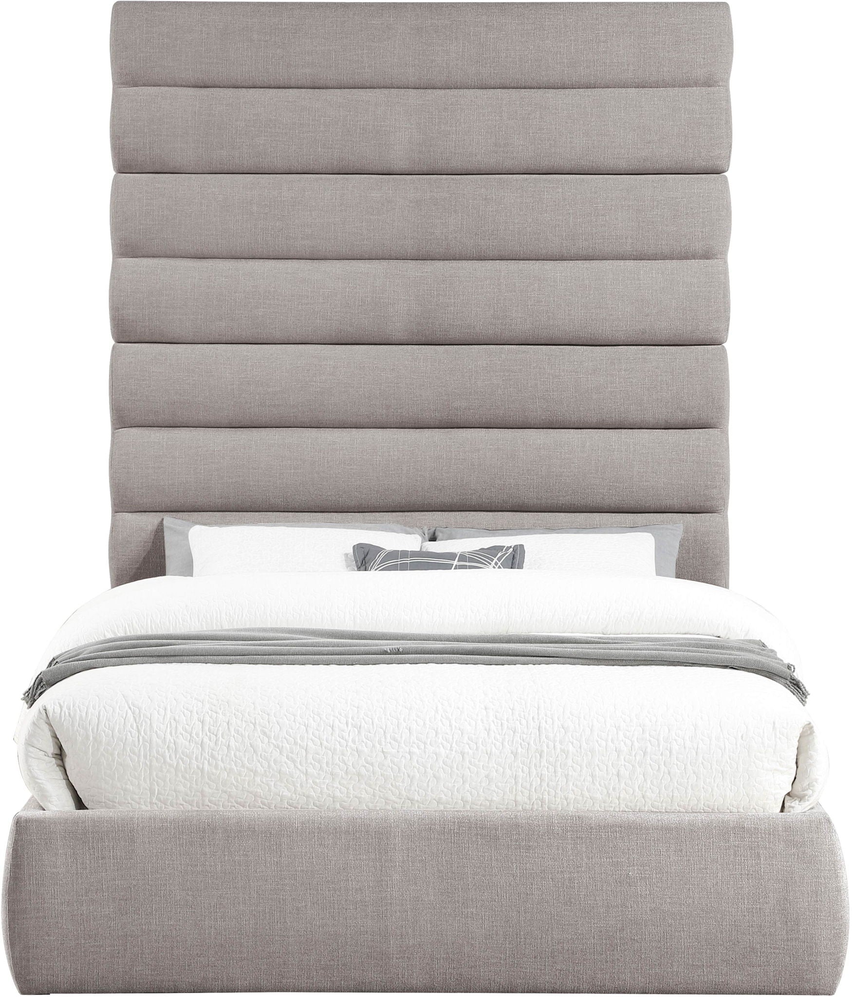 Adam - Linen Fabric Bed With 89" Headboard