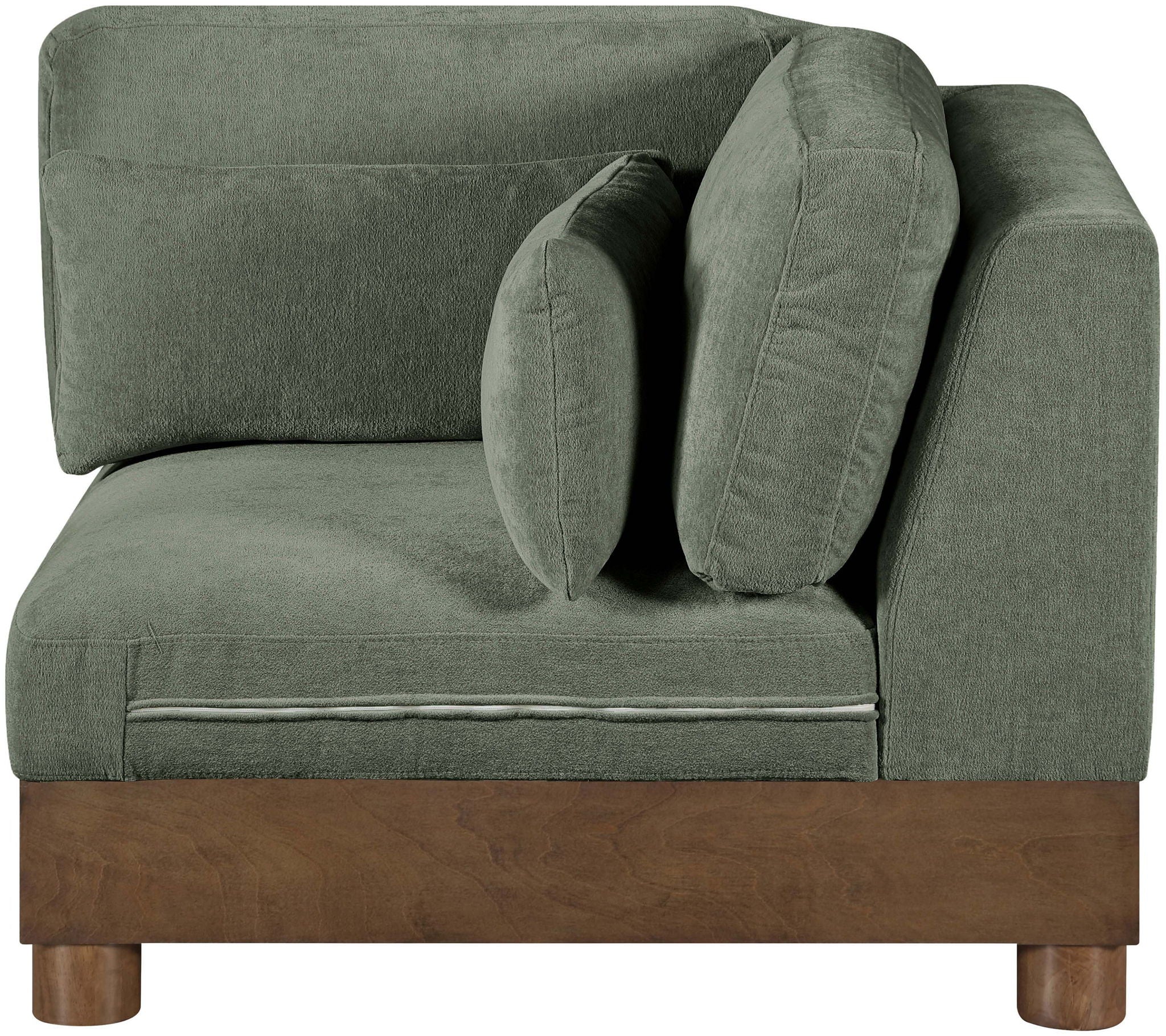 Turin - Chenille Fabric Upholstered Modular Corner Chair - Walnut Base - Urban Living Furniture (Los Angeles, CA)