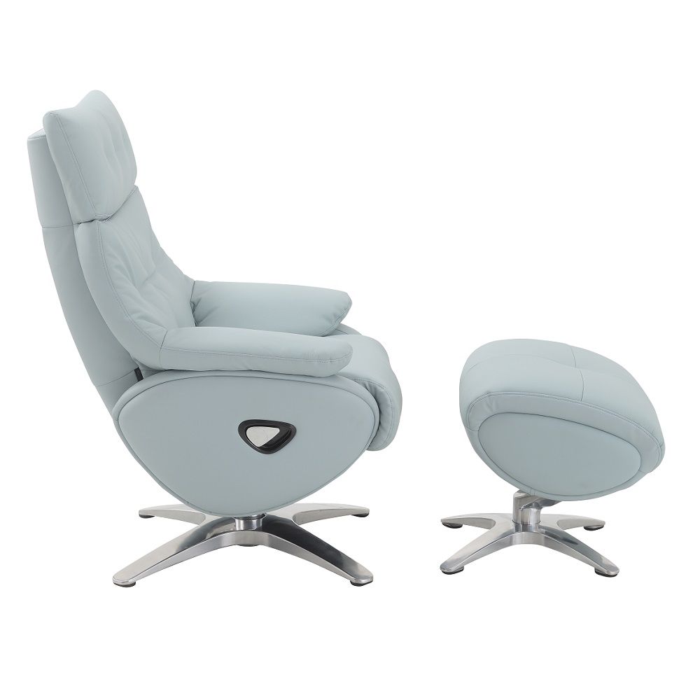 Janella - Motion Accent Chair With Swivel & Ottoman - Babyblue Leather - Urban Living Furniture (Los Angeles, CA)