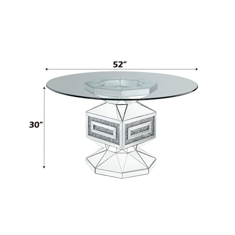 Noralie - 30" Dining Table - Clear Glass, Mirrored & Faux Diamonds - Urban Living Furniture (Los Angeles, CA)