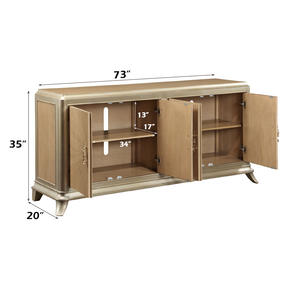 Dodie - Console Cabinet - Natural Oak Sunburst Pattern & Taupe Champaign - Urban Living Furniture (Los Angeles, CA)