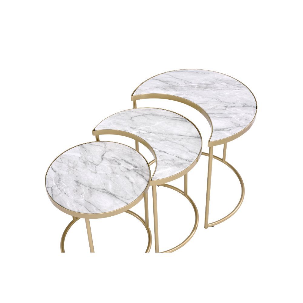 Anpay - Nesting Table Set - Faux Marble Top & Gold - Urban Living Furniture (Los Angeles, CA)