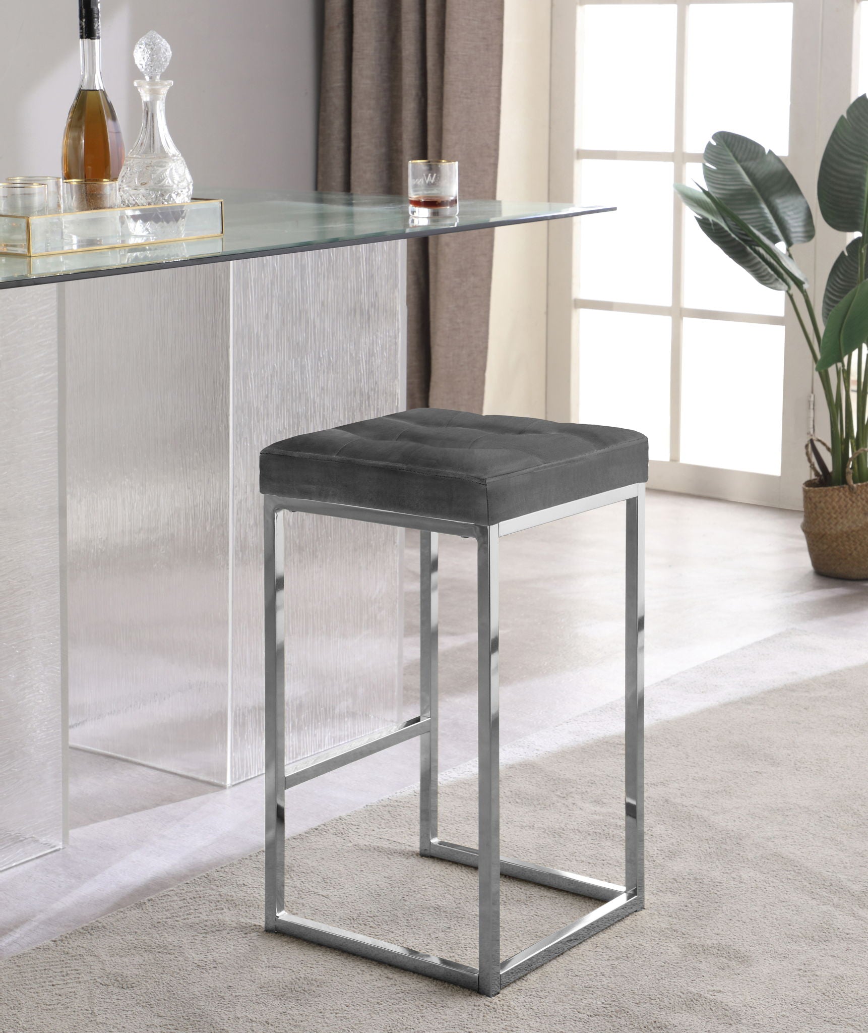Nicola - Velvet Stool (Set of 2) - Urban Living Furniture (Los Angeles, CA)