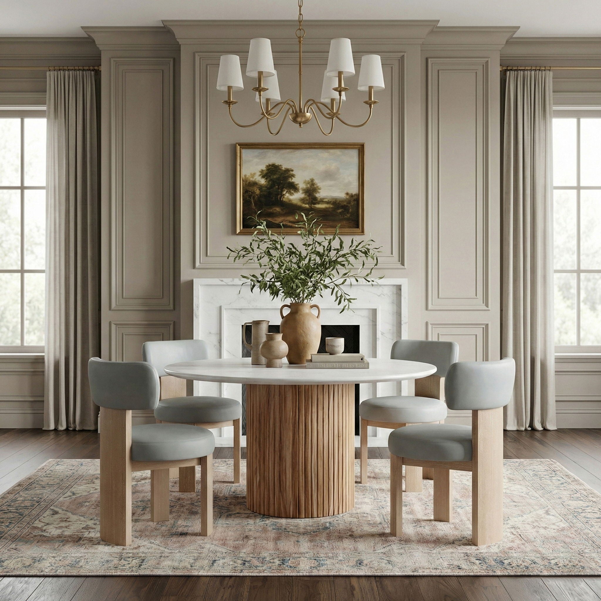 Atelier - Vegan Leather Upholstered Dining Chair (Set of 2) - Painted Natural Frame - Urban Living Furniture (Los Angeles, CA)