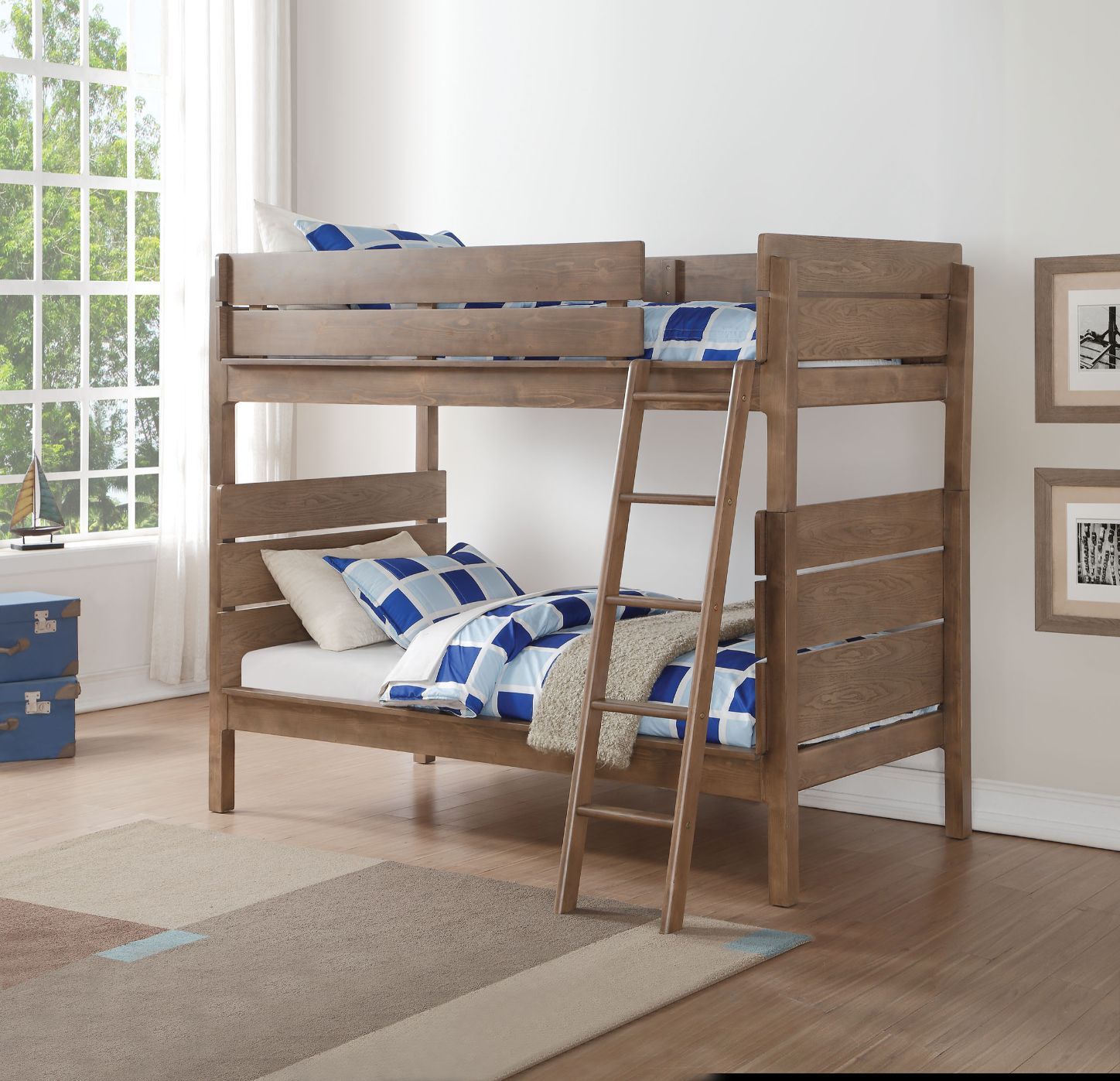 Ranta - Twin Over Twin Bunk Bed - Antique Oak - Urban Living Furniture (Los Angeles, CA)