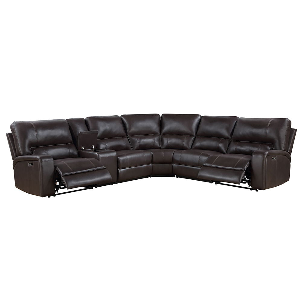 Saul - Power Motion Sectional Sofa - Espresso Leather-Aire - Urban Living Furniture (Los Angeles, CA)