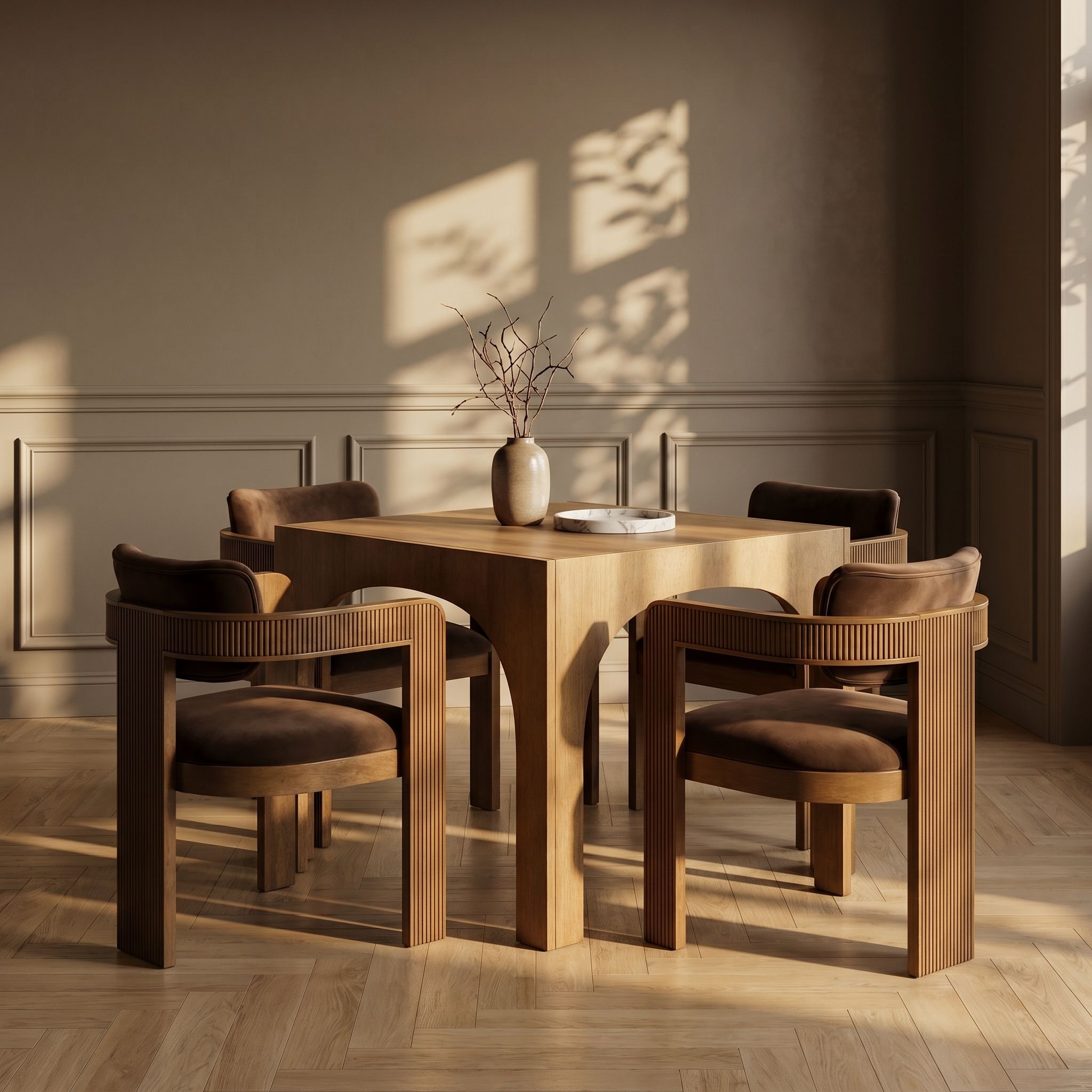 Sacha - Velvet Dining Chair With Brown Base (Set of 2) - Urban Living Furniture (Los Angeles, CA)