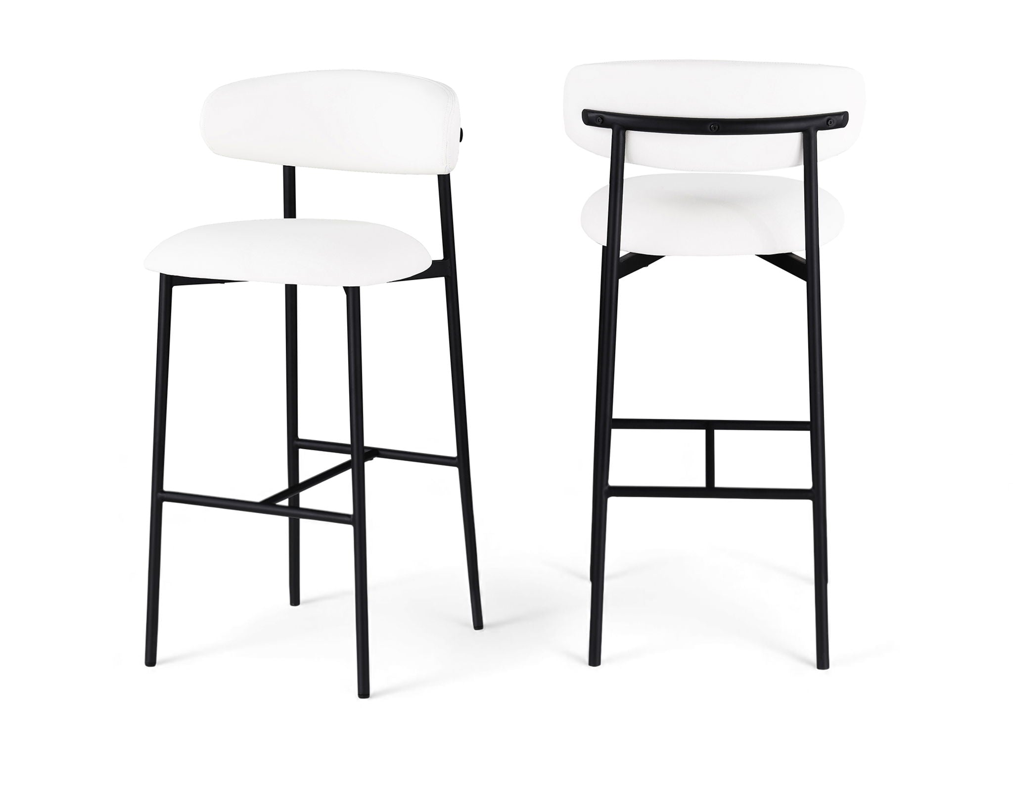 Lupita - Vegan Leather Upholstered Bar Stool With Matte Black Frame (Set of 2)