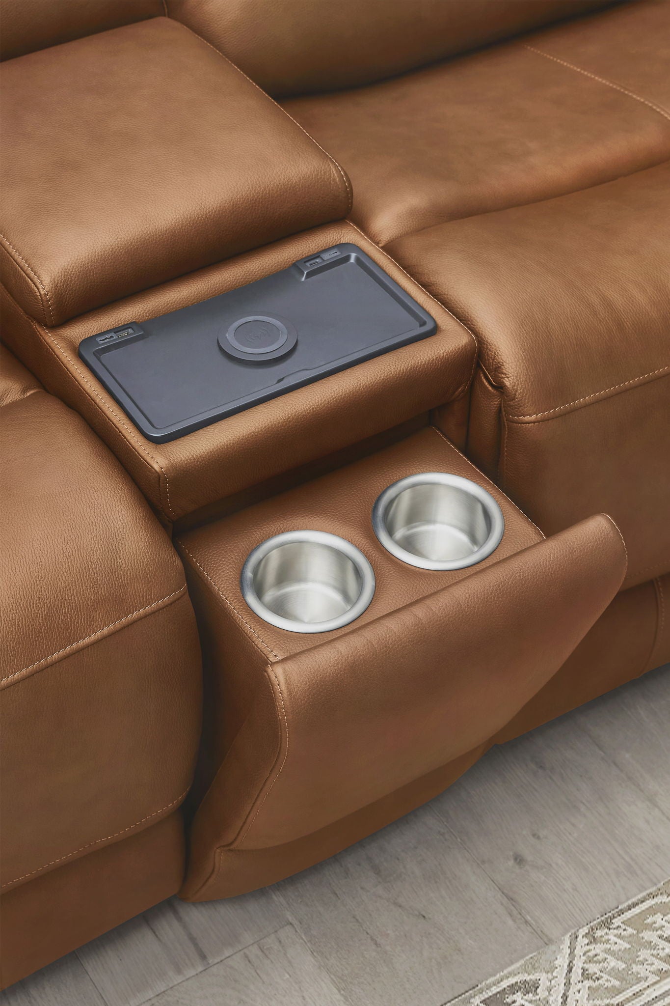 Belmont - Entertainment Tilt Console With Wireless Charger - Lyric Caramel - Urban Living Furniture (Los Angeles, CA)