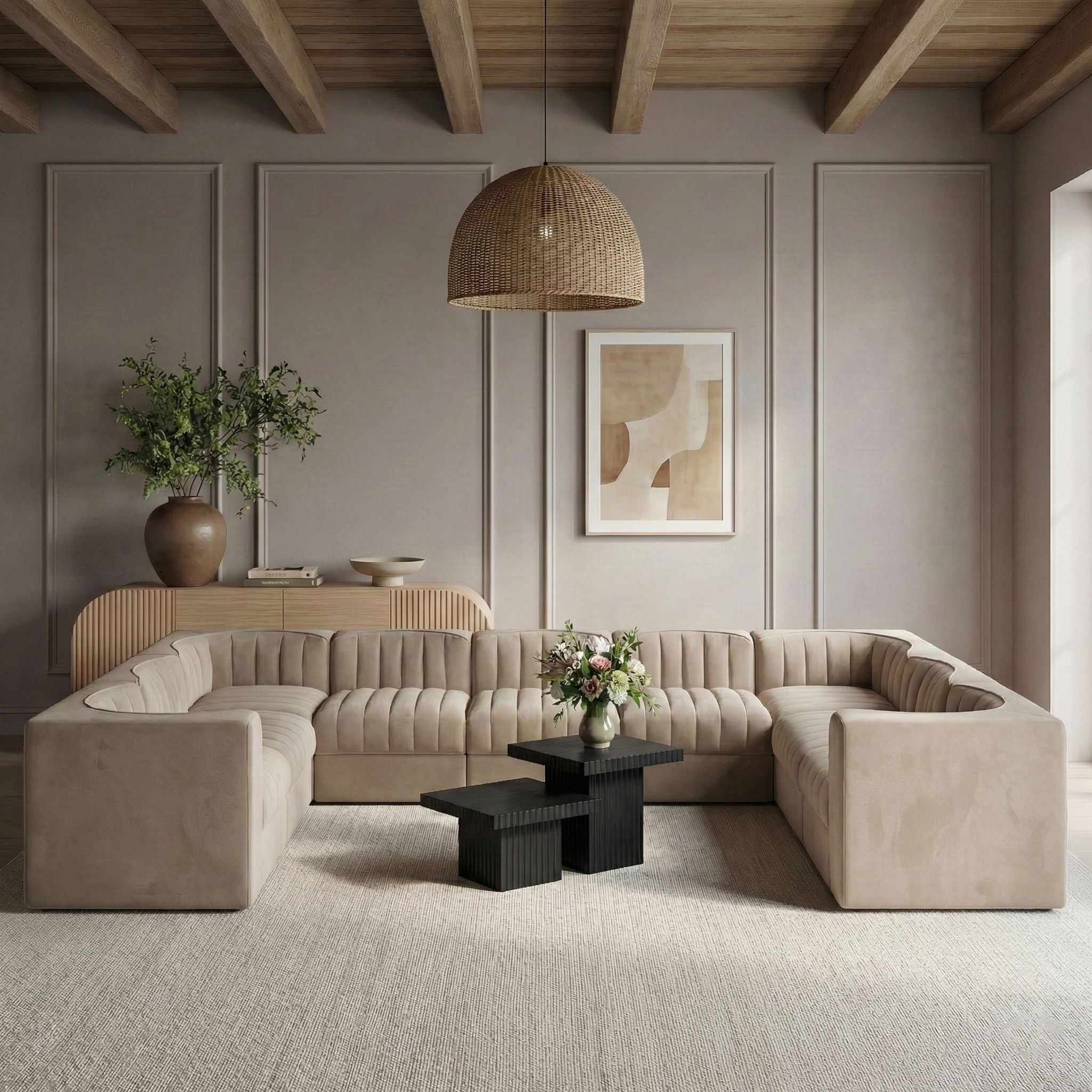 Rummi - Velvet Performance Fabric Upholstered 9 Piece Modular Sectional - Urban Living Furniture (Los Angeles, CA)