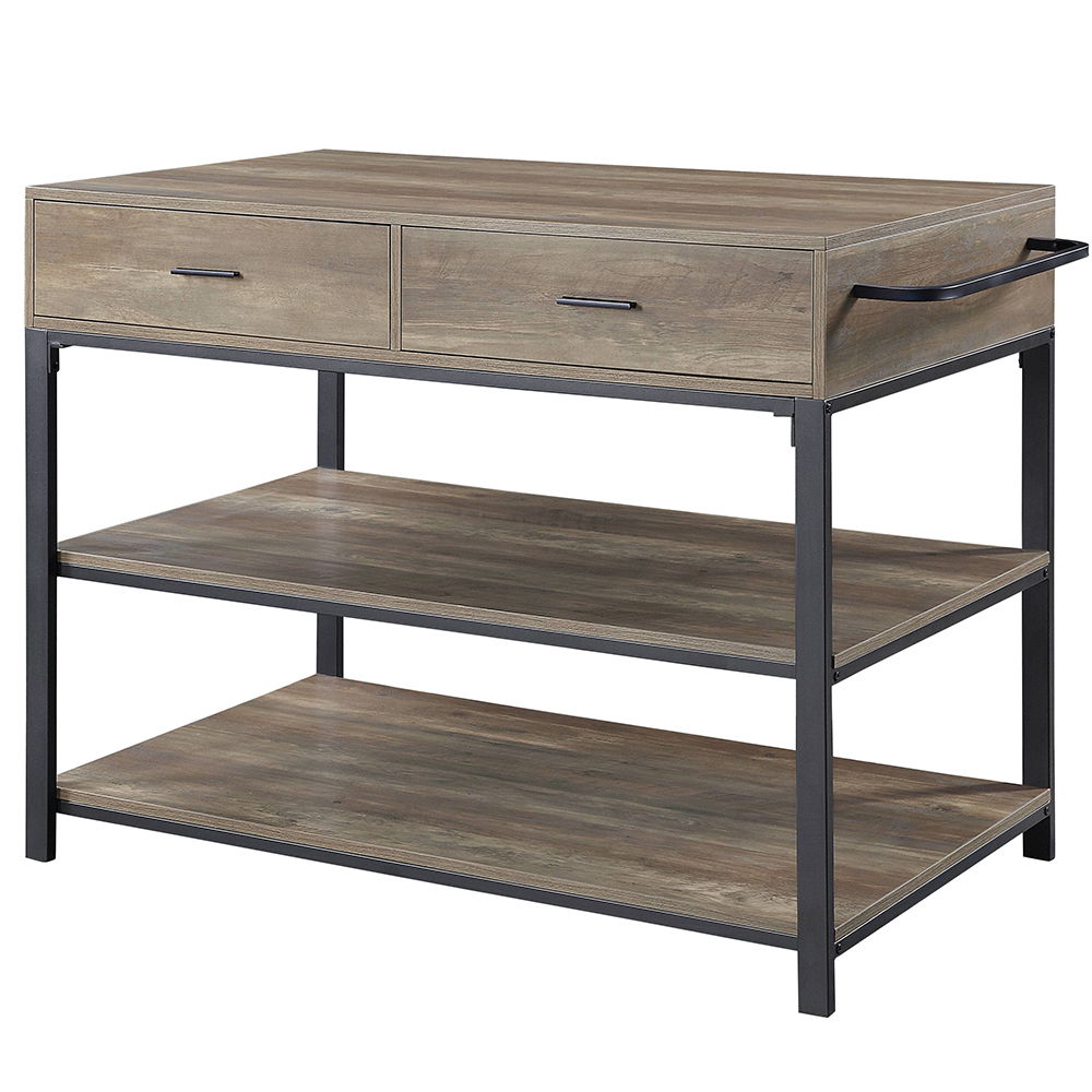 Macaria - 36" Kitchen Island - Rustic Oak & Black - Urban Living Furniture (Los Angeles, CA)