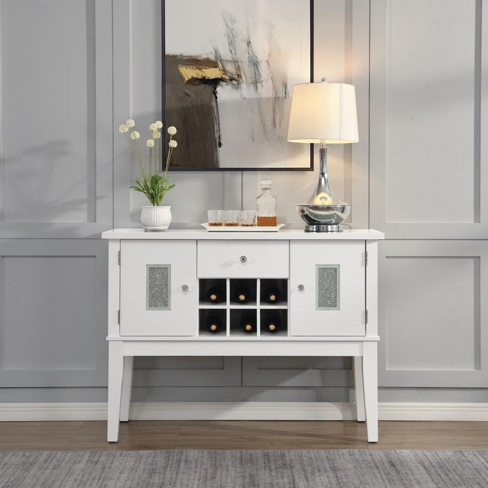 Elizaveta - Server - Faux Crystal Diamonds & White High Gloss - Urban Living Furniture (Los Angeles, CA)