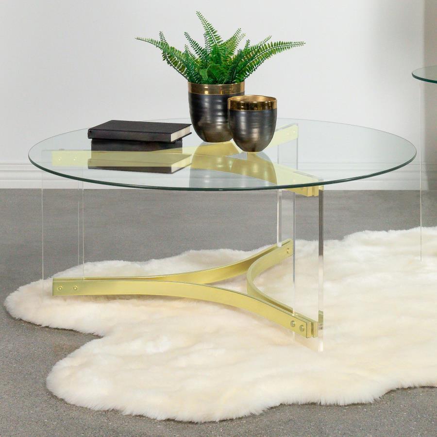 Janessa - Round Glass Top Acrylic Leg Table - Urban Living Furniture (Los Angeles, CA)