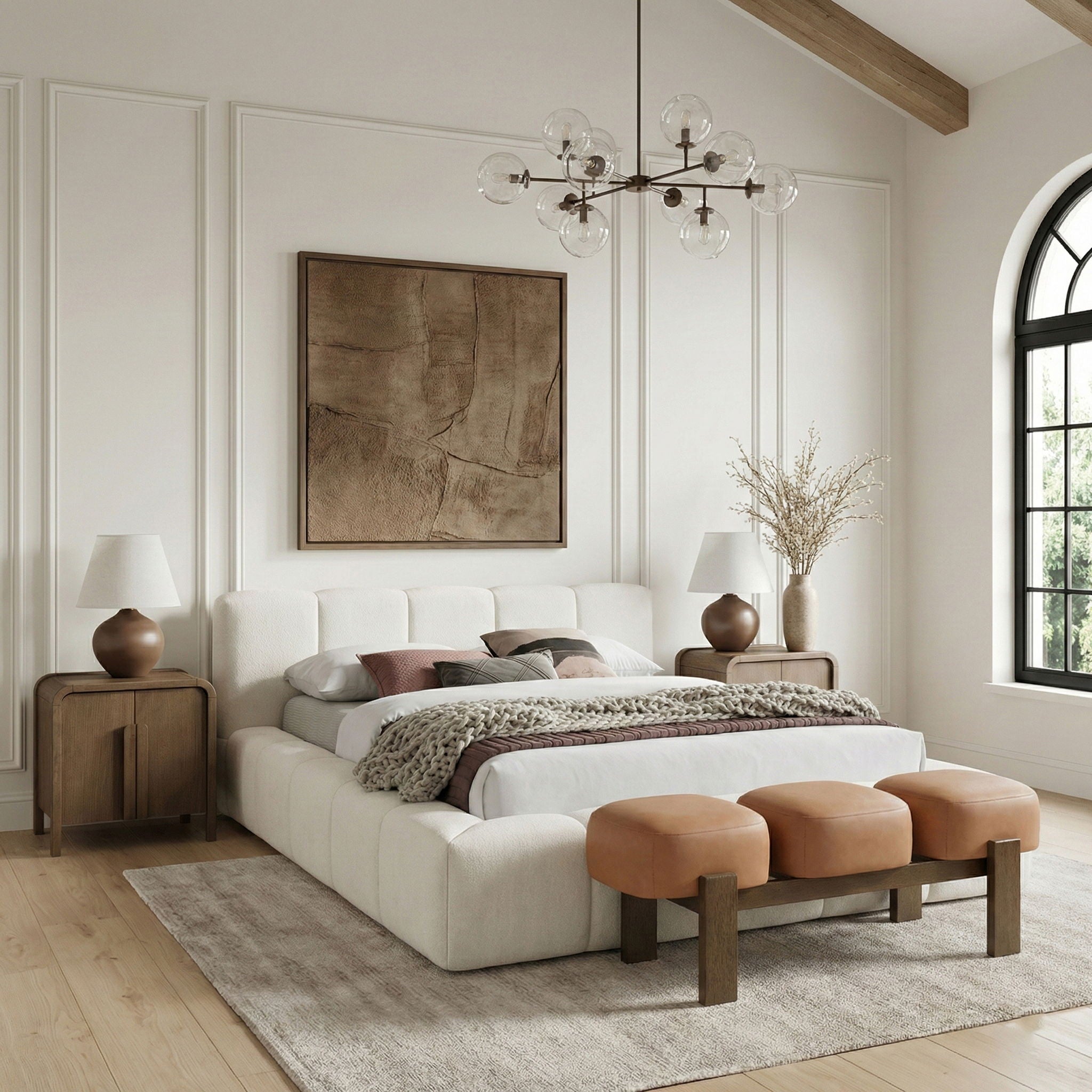 Woodcrest - Vegan Leather Upholstered Bench - Painted Brown Walnut Base - Urban Living Furniture (Los Angeles, CA)