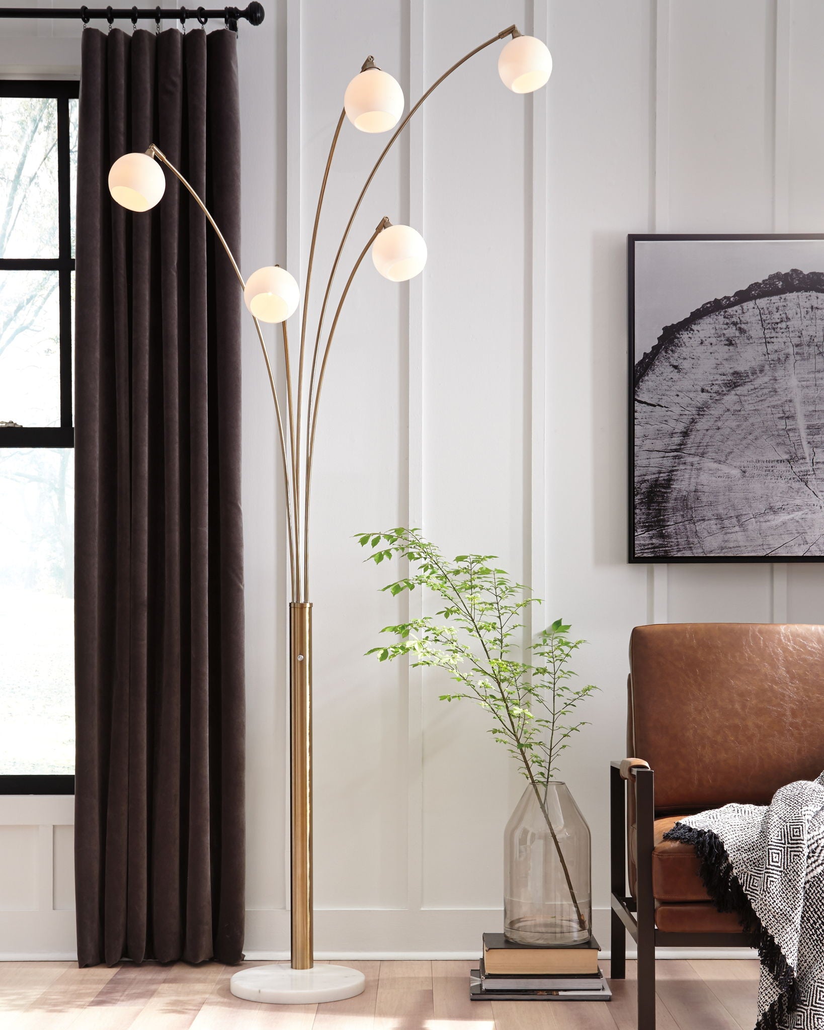 Taliya - Champagne / White - Metal Arc Lamp - Urban Living Furniture (Los Angeles, CA)