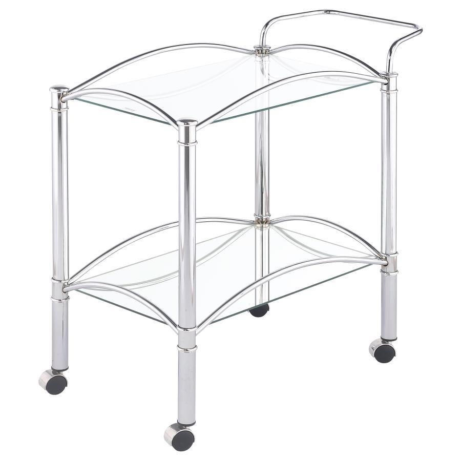 Shadix - 2-Tier Rectangular Glass Shelf Metal Bar Cart - Chrome - Urban Living Furniture (Los Angeles, CA)