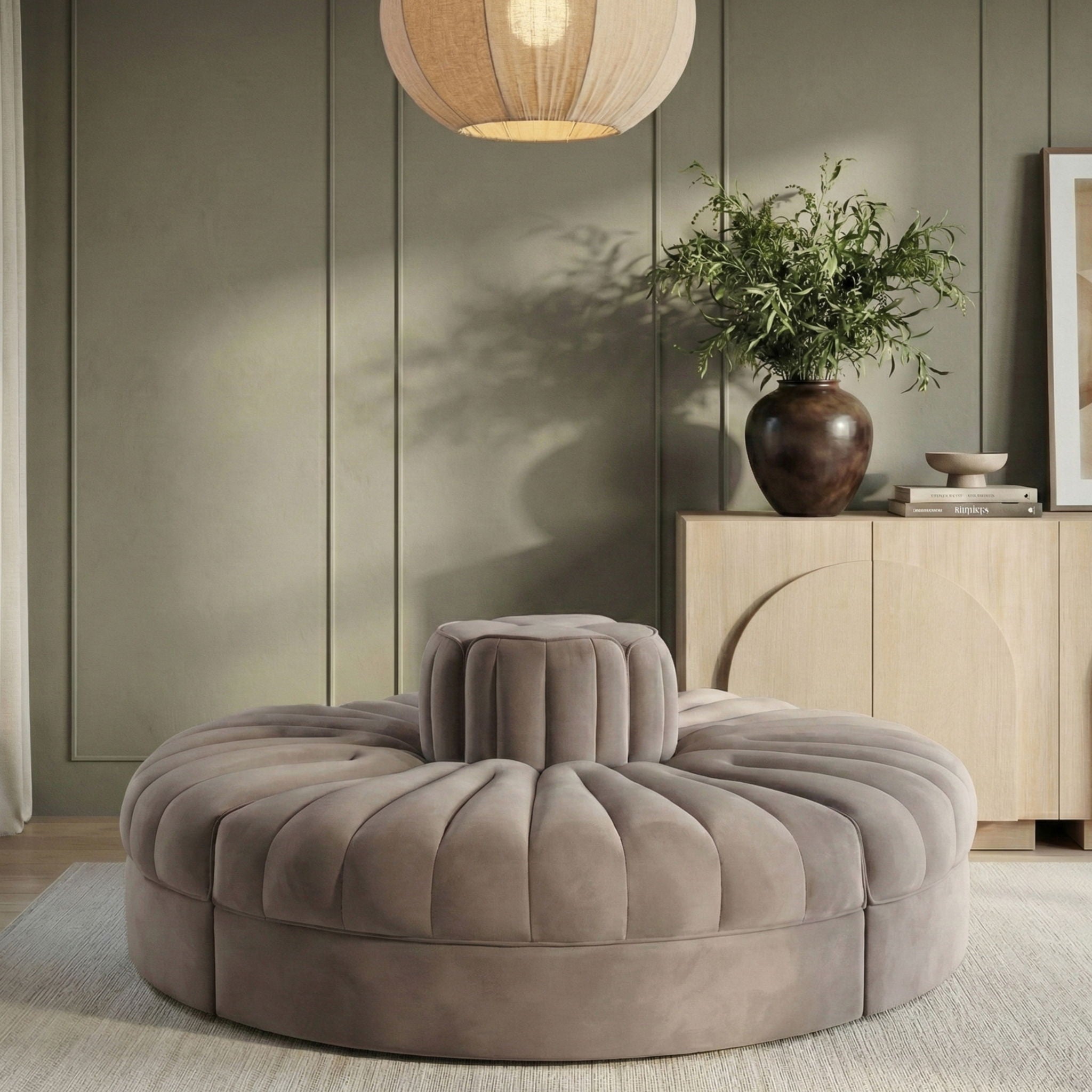 Rummi - Round Velvet Performance Fabric Upholstered 4 Piece Modular Sofa - Urban Living Furniture (Los Angeles, CA)