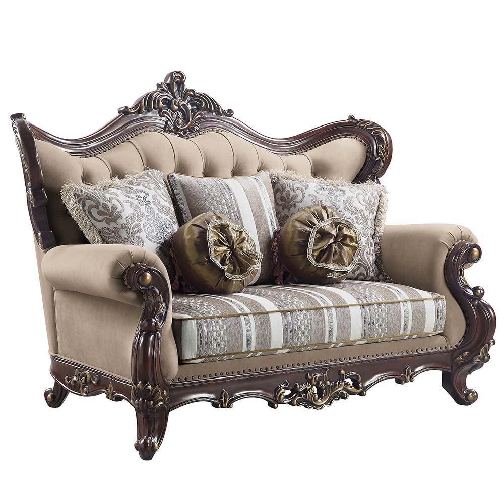 Ragnar - Loveseat - Light Brown Linen & Cherry Finish - Urban Living Furniture (Los Angeles, CA)