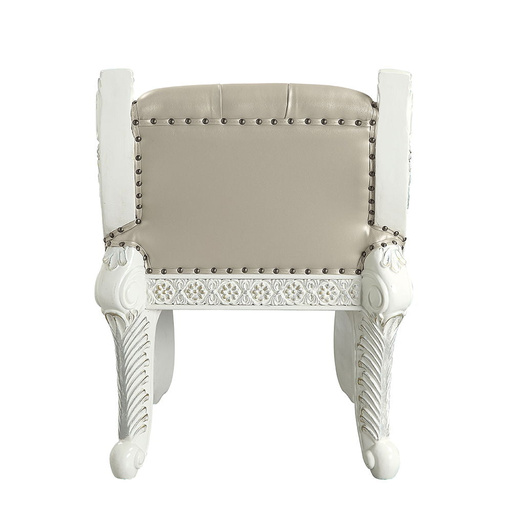 Vanaheim - Vanity Stool - Beige Synthetic Leather & Antique White - Urban Living Furniture (Los Angeles, CA)