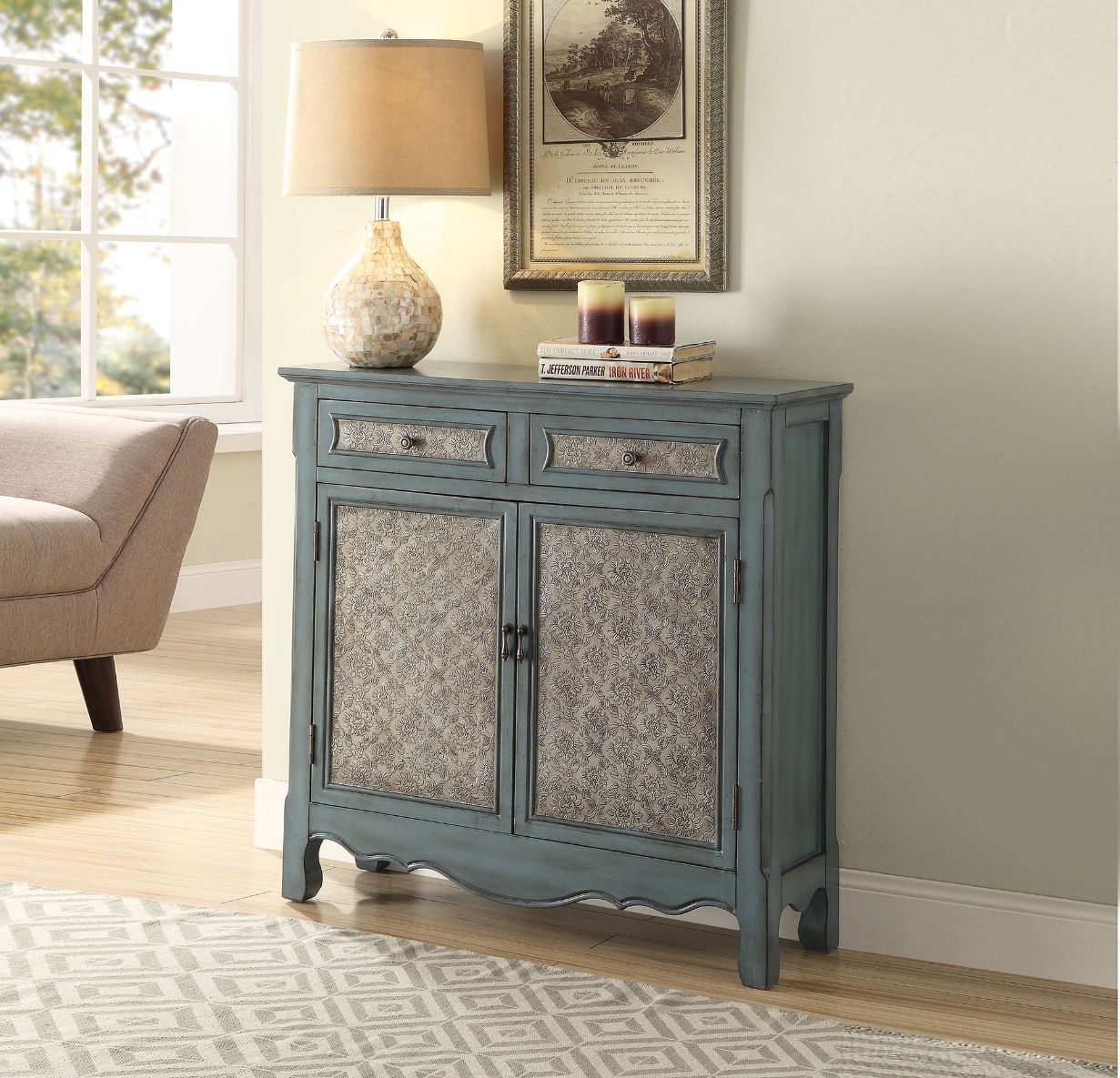 Winchell - 35" Console Cabinet - Antique Blue - Urban Living Furniture (Los Angeles, CA)
