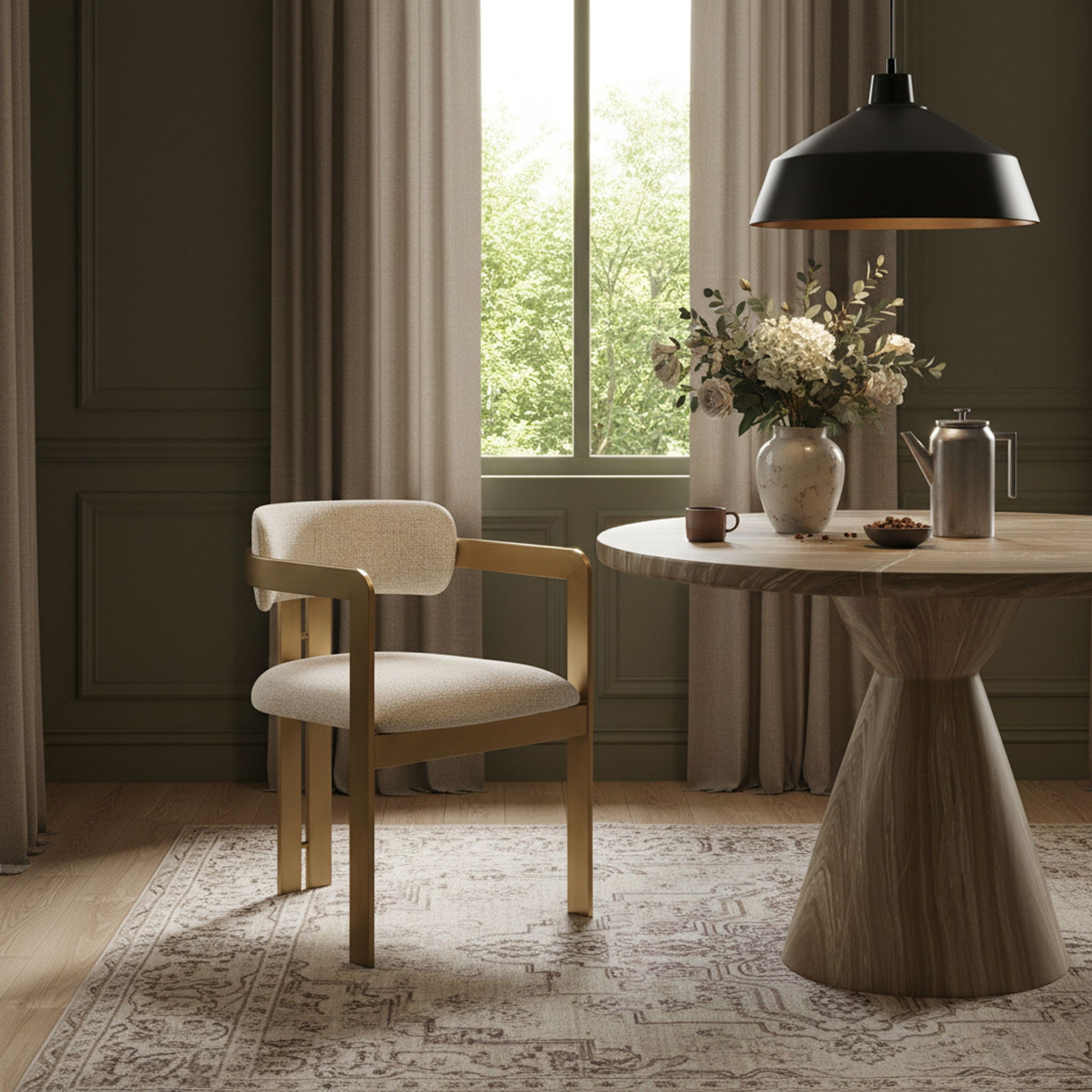 Aurum - Linen Textured Fabric Upholstered Dining Chair (Set of 2)