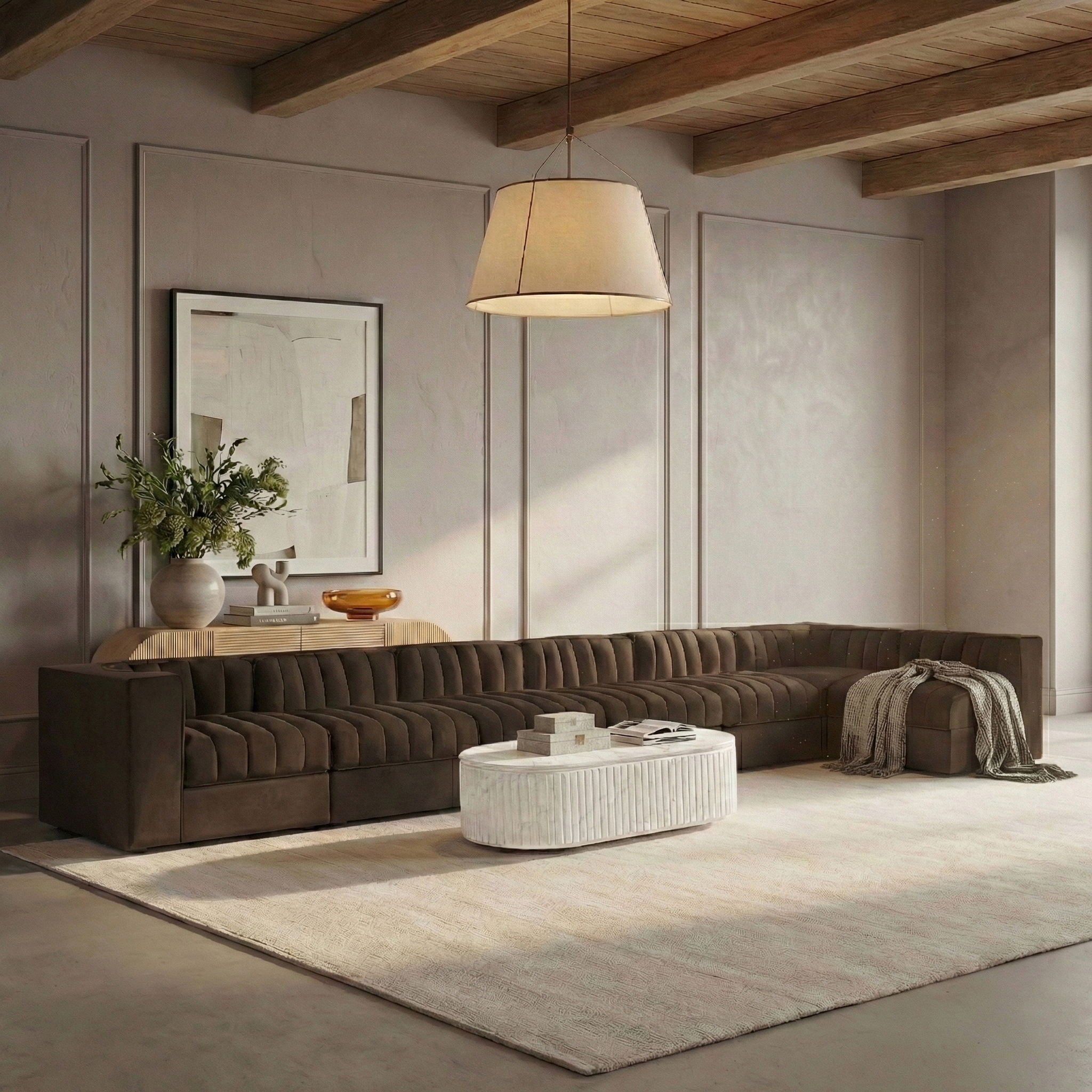 Rummi - Velvet Performance Fabric Upholstered 7 Piece Modular Sectional, L-Shaped (Right) - Urban Living Furniture (Los Angeles, CA)