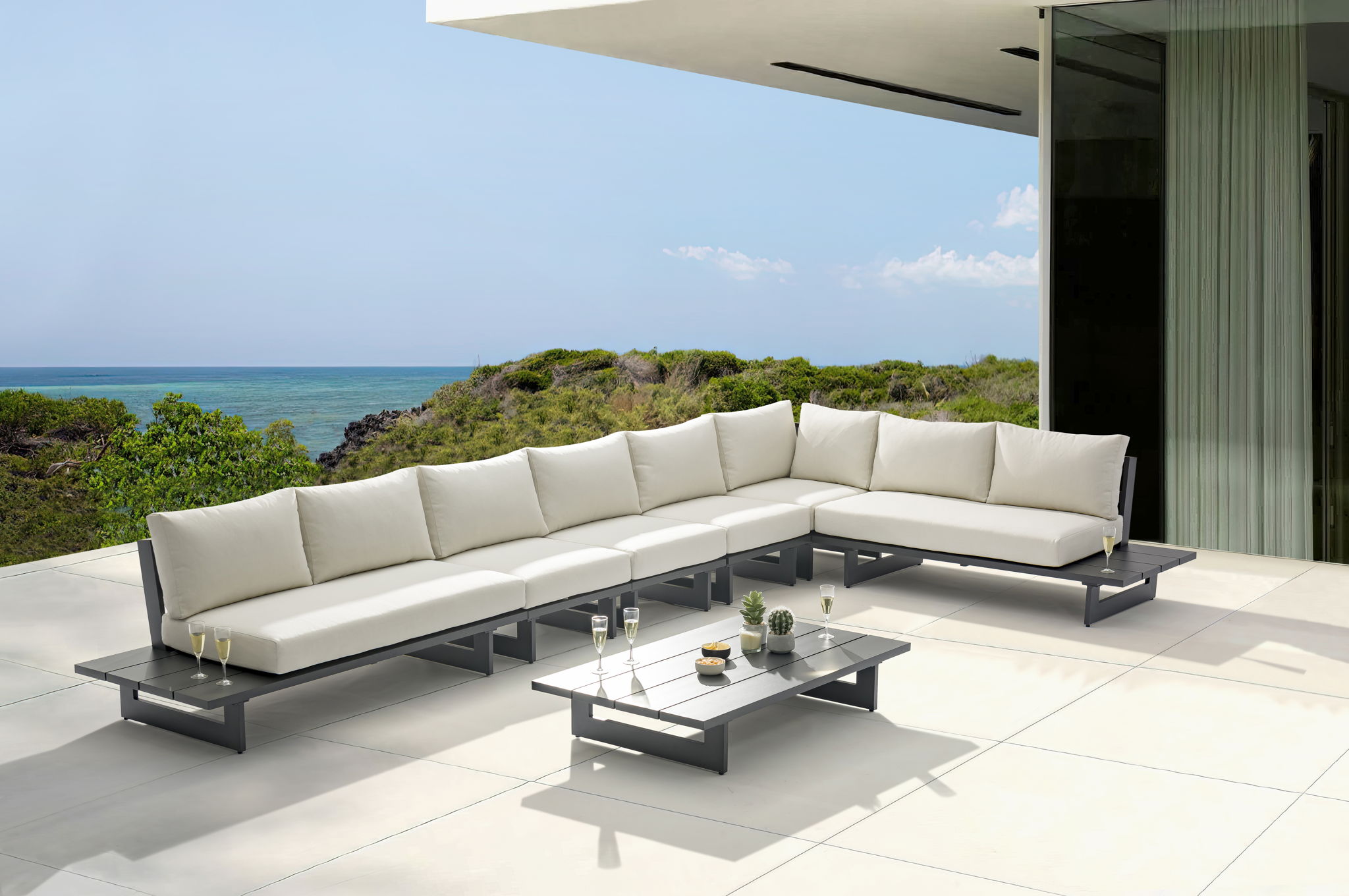 Maldives - 6 Piece Water Resistant Outdoor Patio Modular Sectional With Gray Base - Urban Living Furniture (Los Angeles, CA)
