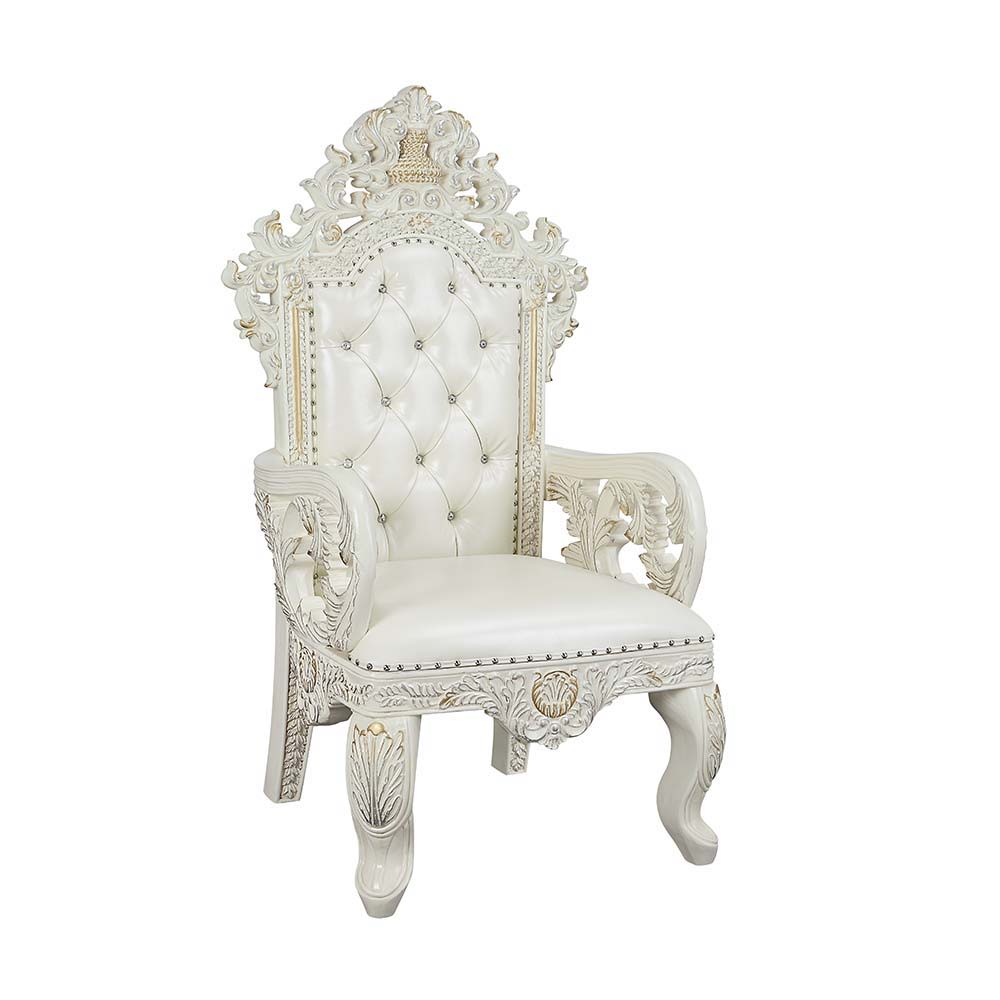Adara - Dining Chair (Set of 2) - White PU & Antique White Finish - Urban Living Furniture (Los Angeles, CA)