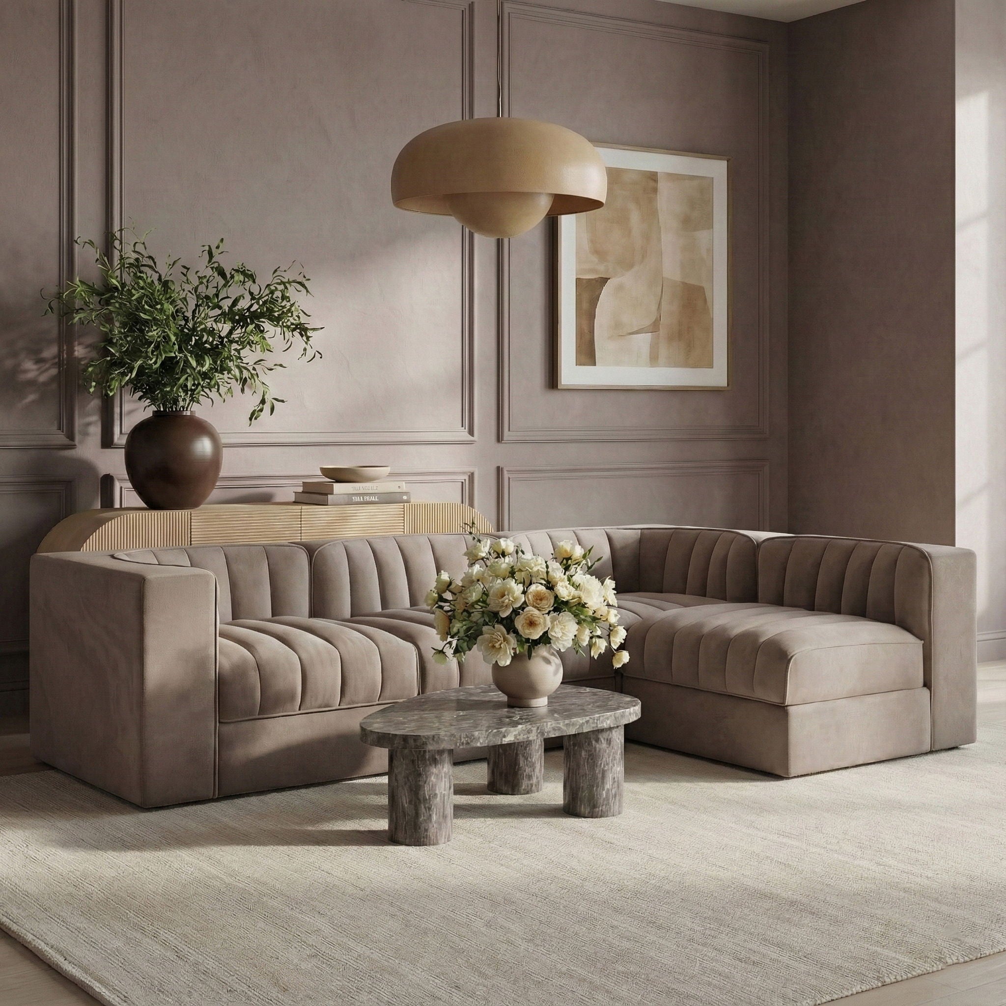 Rummi - Velvet Performance Fabric Upholstered 4 Piece Modular Sectional - Urban Living Furniture (Los Angeles, CA)