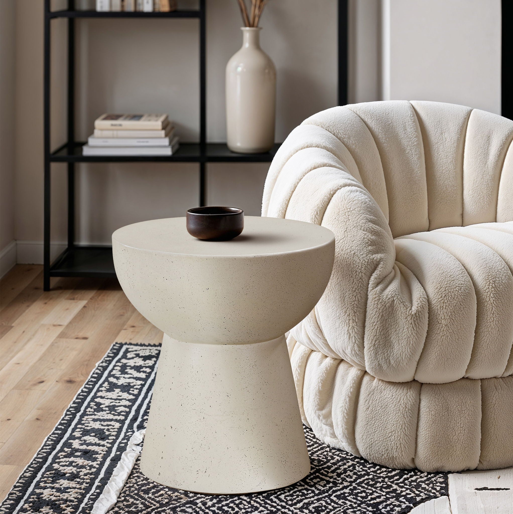 Avaya - Concrete And Fiberglass Indoor / Outdoor End Table - Cream - Urban Living Furniture (Los Angeles, CA)