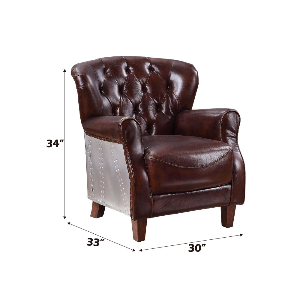 Brancaster - Accent Chair - Vintage Brown & Aluminum - Urban Living Furniture (Los Angeles, CA)