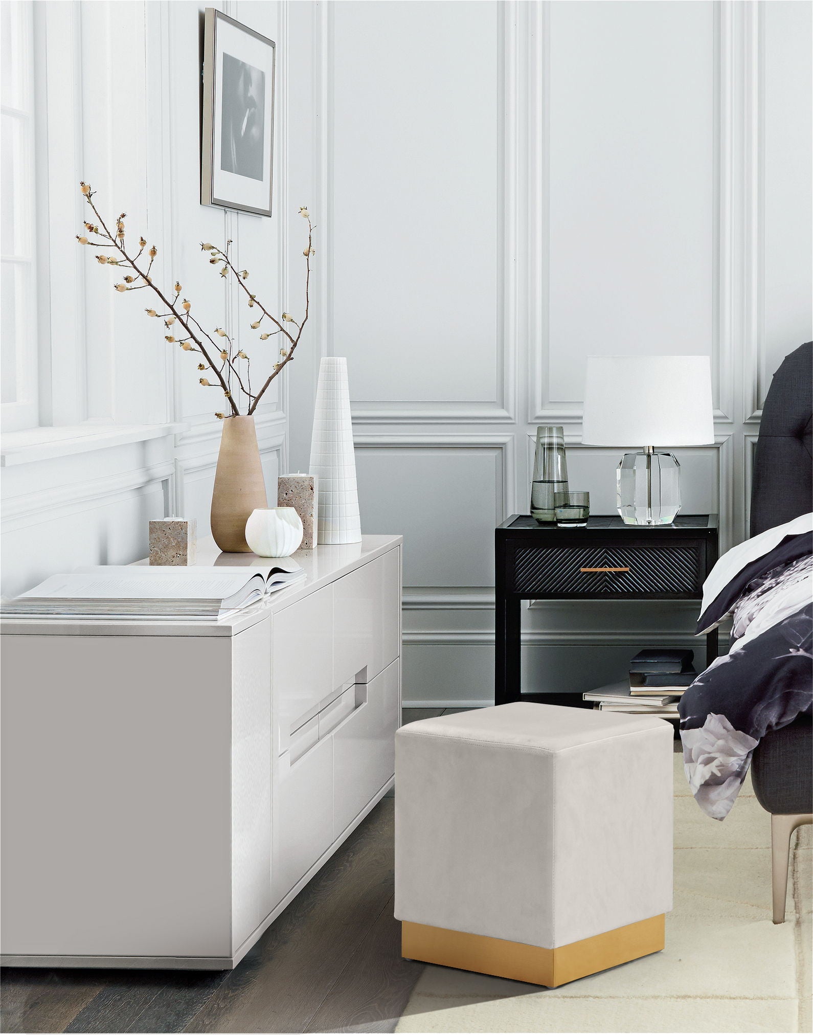 Jax - Stool Ottoman with Gold Base - Urban Living Furniture (Los Angeles, CA)