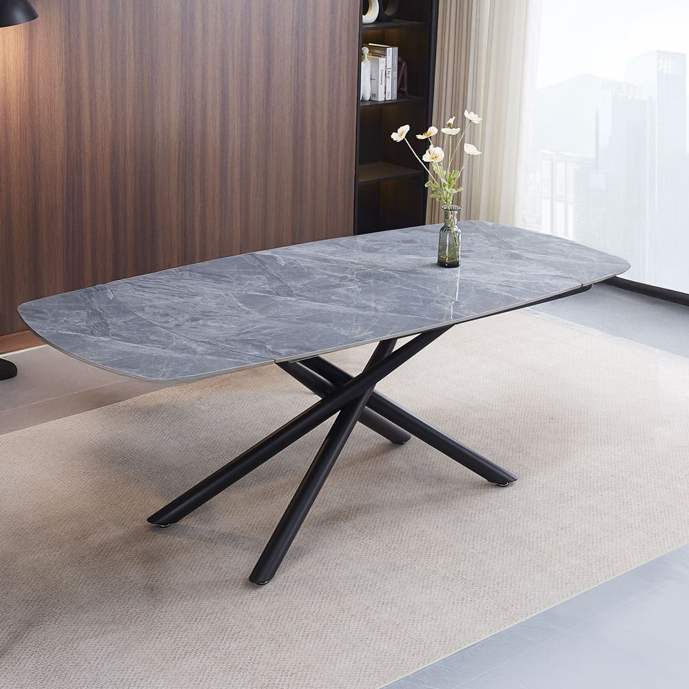 Hester - Ceramic Top Dining Table - Gray & Black - Urban Living Furniture (Los Angeles, CA)