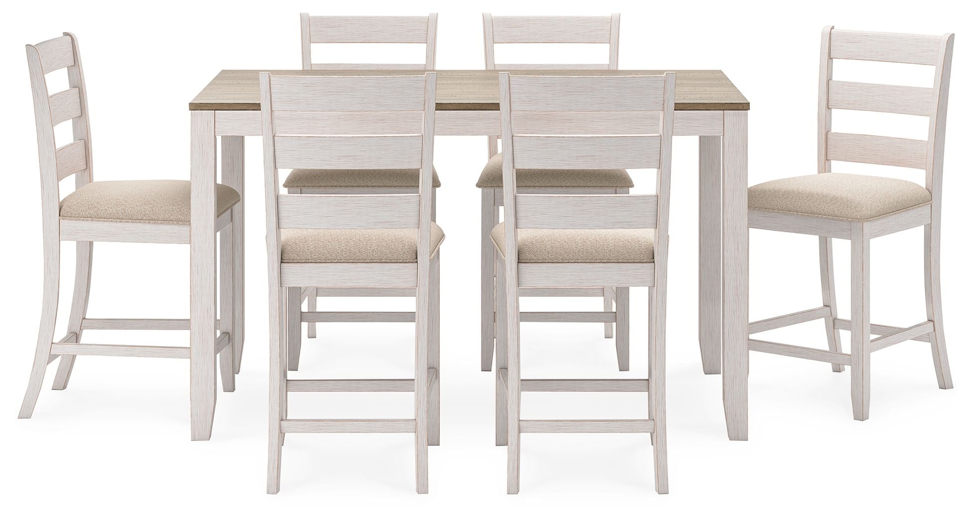 Skempton - White / Light Brown - Counter Height Dining Table and Bar Stools (Set of 7) - Urban Living Furniture (Los Angeles, CA)