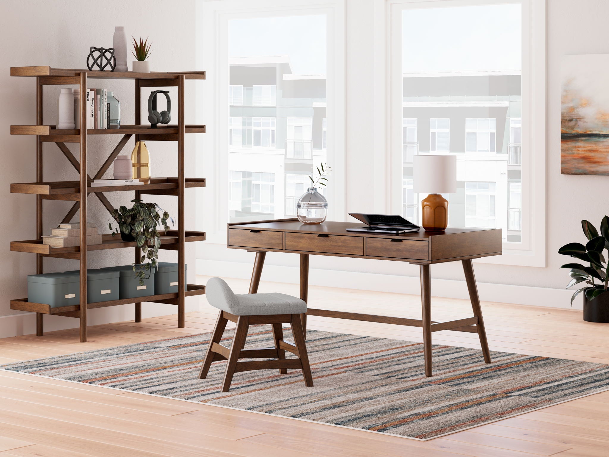 Lyncott - Brown - 3 Pc. - Home Office Desk, Chair, Bookcase - Urban Living Furniture (Los Angeles, CA)
