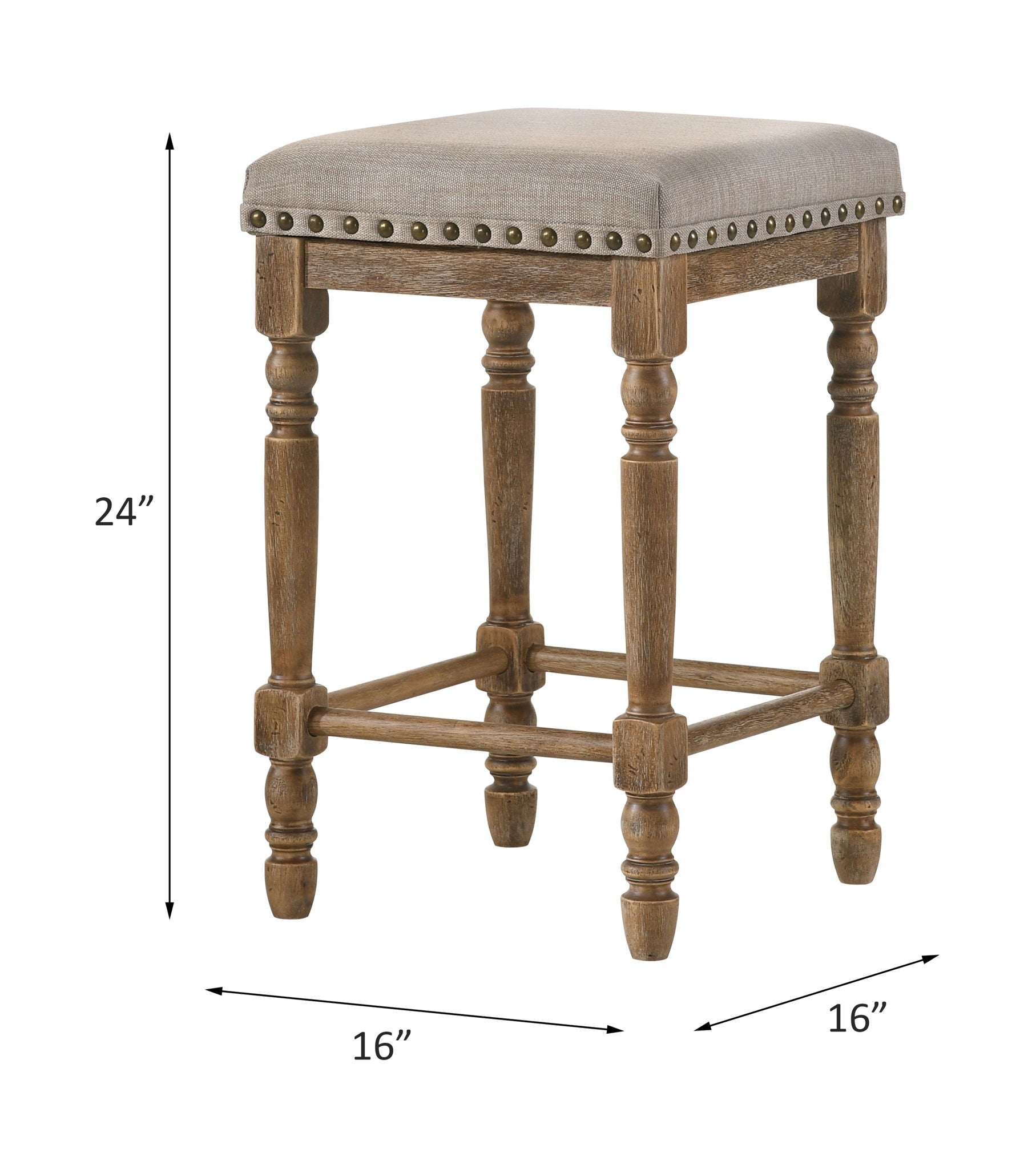 Farsiris - Counter Height Stool (Set of 2) - Beige Fabric & Weathered Oak - Urban Living Furniture (Los Angeles, CA)