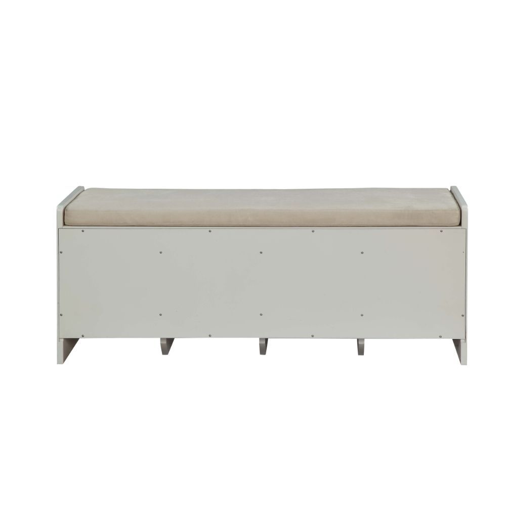 Berci - Bench With Storage - Beige Fabric & White - Urban Living Furniture (Los Angeles, CA)