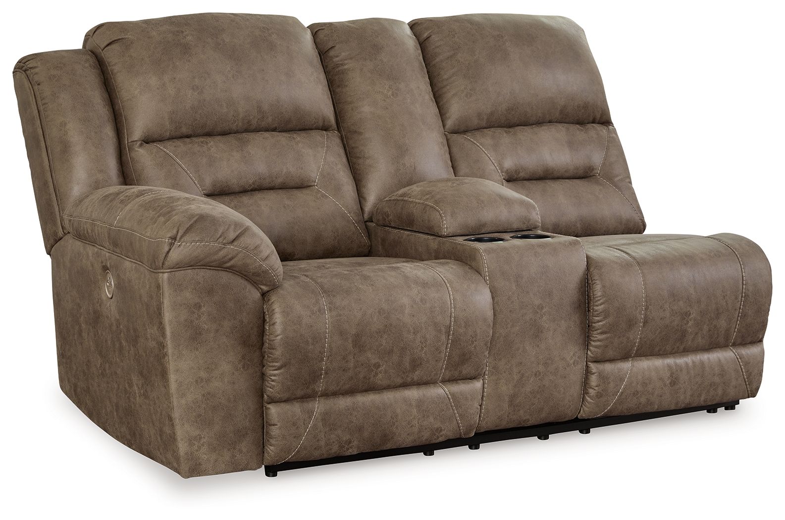 Ravenel - Laf Dbl Reclining Power Loveseat With Console - Faux Leather - Fossil - Urban Living Furniture (Los Angeles, CA)