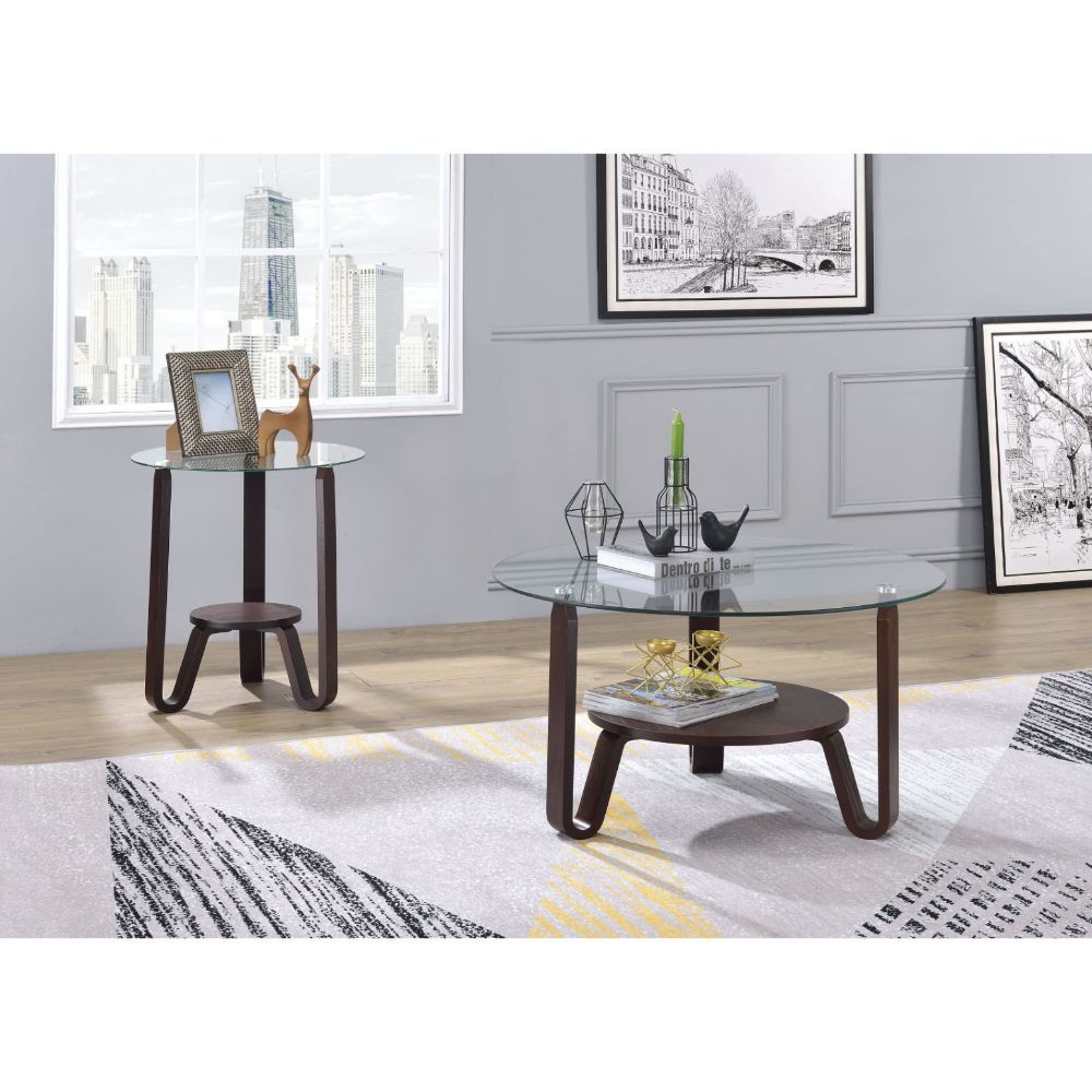 Darby - End Table - Clear Glass & Dark Walnut - Urban Living Furniture (Los Angeles, CA)