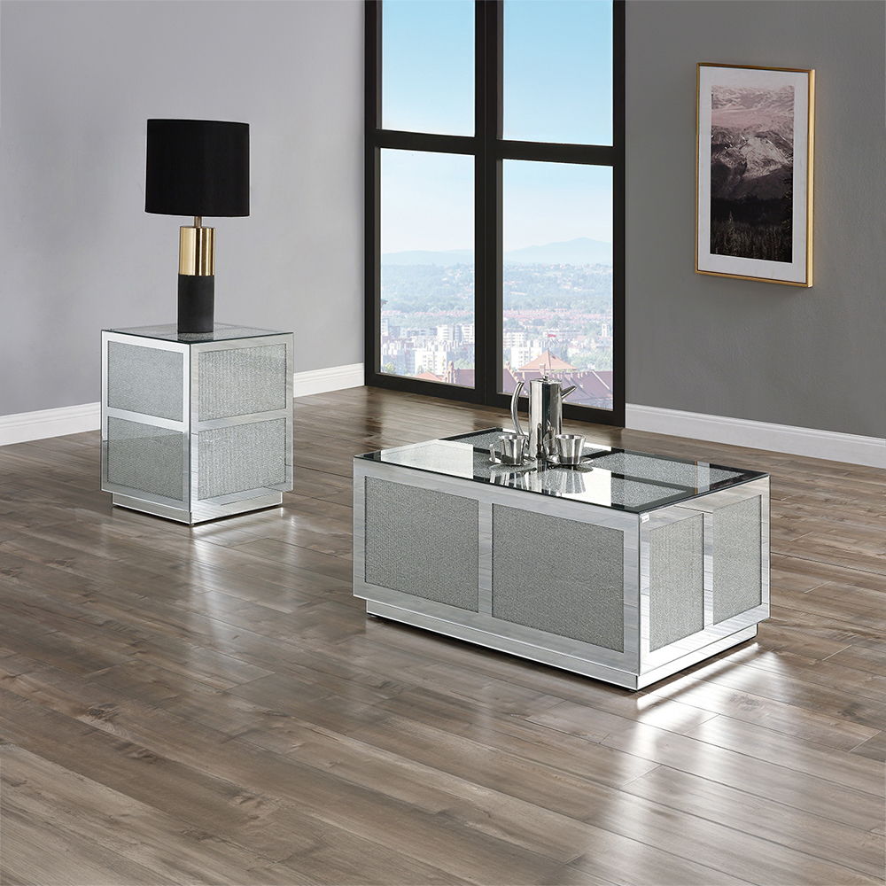 Noralie - 18" End Table With Faux Diamonds - Mirrored - Urban Living Furniture (Los Angeles, CA)