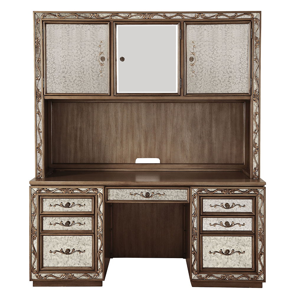 Orianne - Executive Computer Desk With Hutch - Antique Gold - Urban Living Furniture (Los Angeles, CA)
