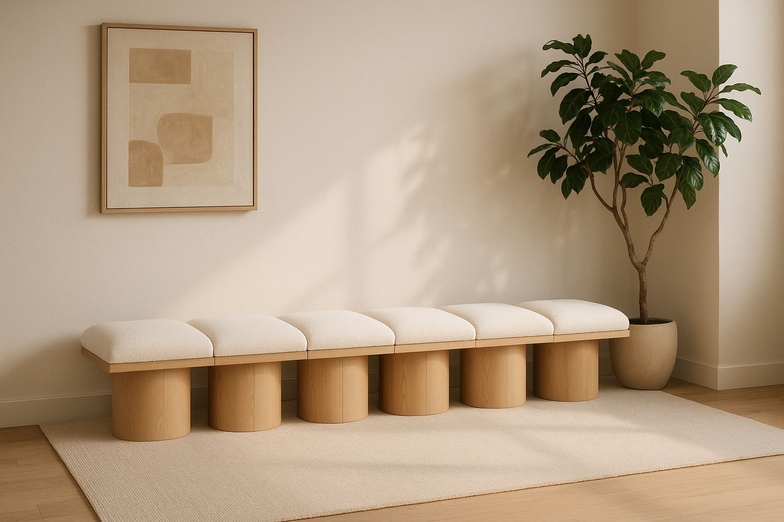 Pavilion - 6 Piece Modular Bench With Natural Base - Urban Living Furniture (Los Angeles, CA)