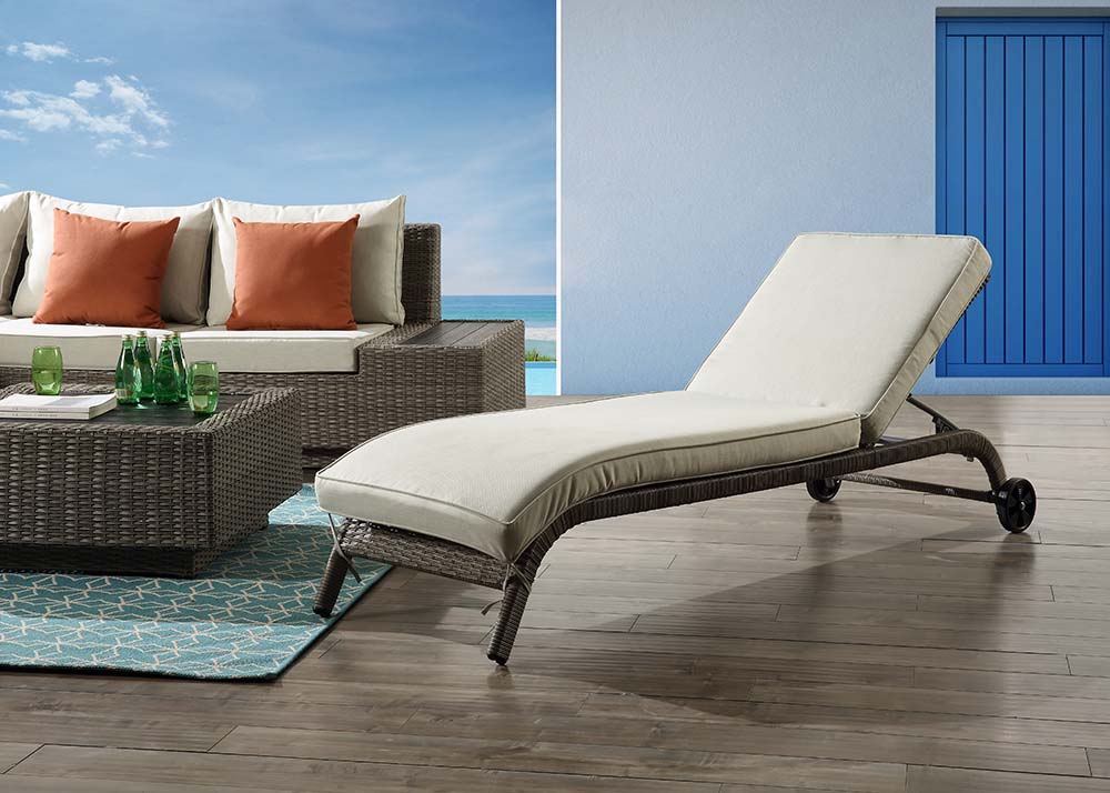 Salena - Patio Lounge Chair - Beige Fabric & Gray Finish - 13" - Urban Living Furniture (Los Angeles, CA)