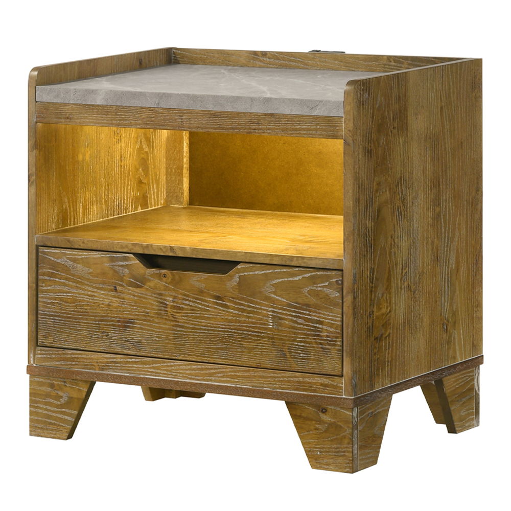 Garcia - Nightstand With LED - Light Brown - Urban Living Furniture (Los Angeles, CA)