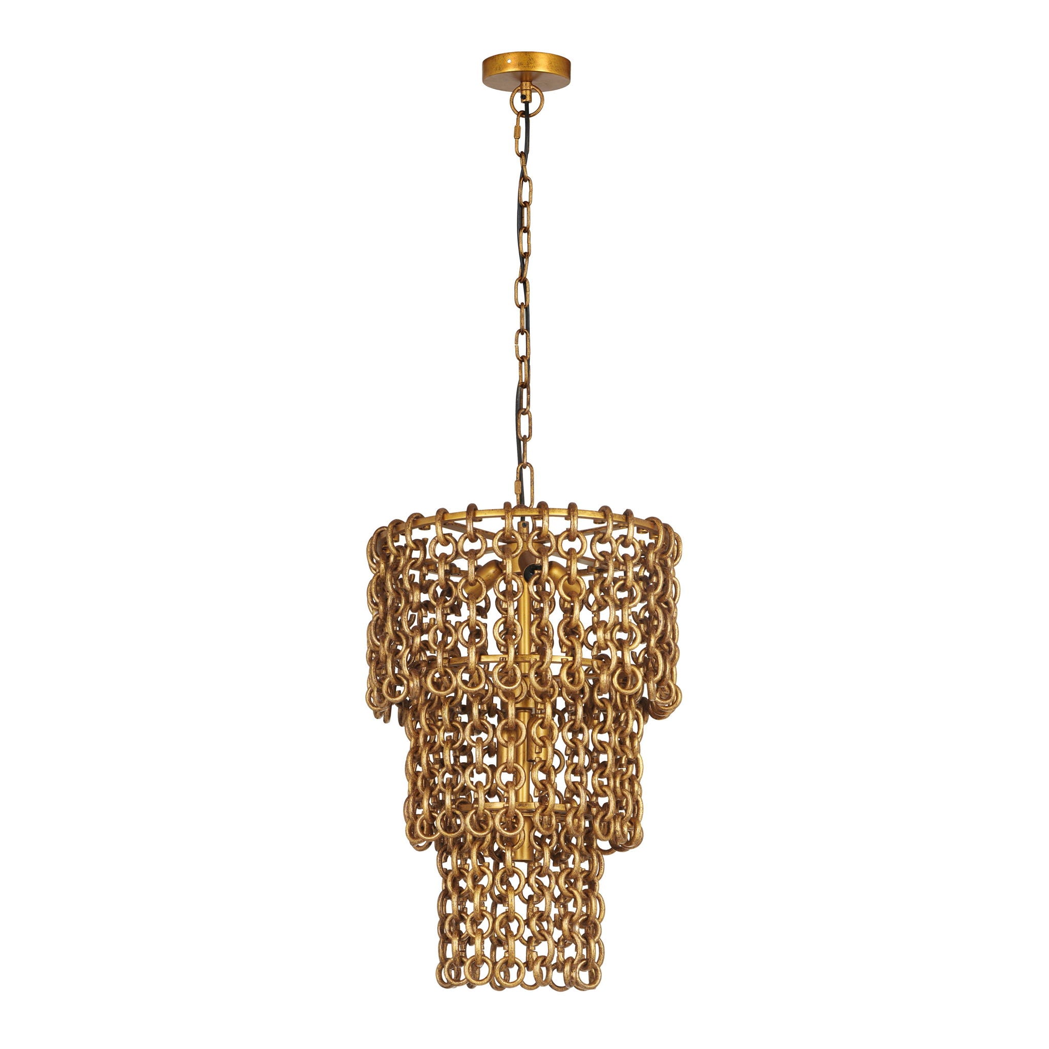 Nirsa - Brass Chain Link 3-Tier Chandelier - Gold - Urban Living Furniture (Los Angeles, CA)