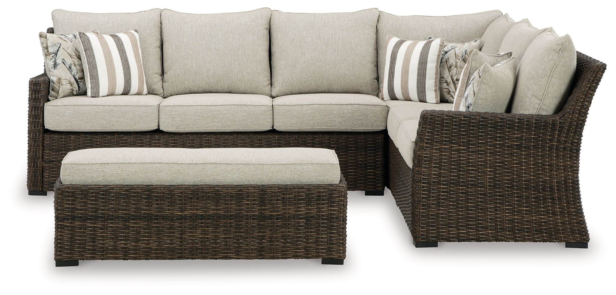 Brook Ranch - Brown - Sofa Sectional, Bench With Cushion (Set of 3) - Urban Living Furniture (Los Angeles, CA)
