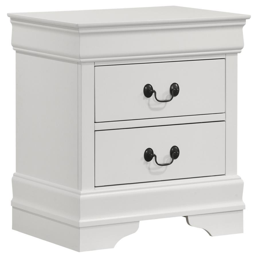 Louis Philippe - 2-Drawer Nightstand Bedside Table - White - Urban Living Furniture (Los Angeles, CA)