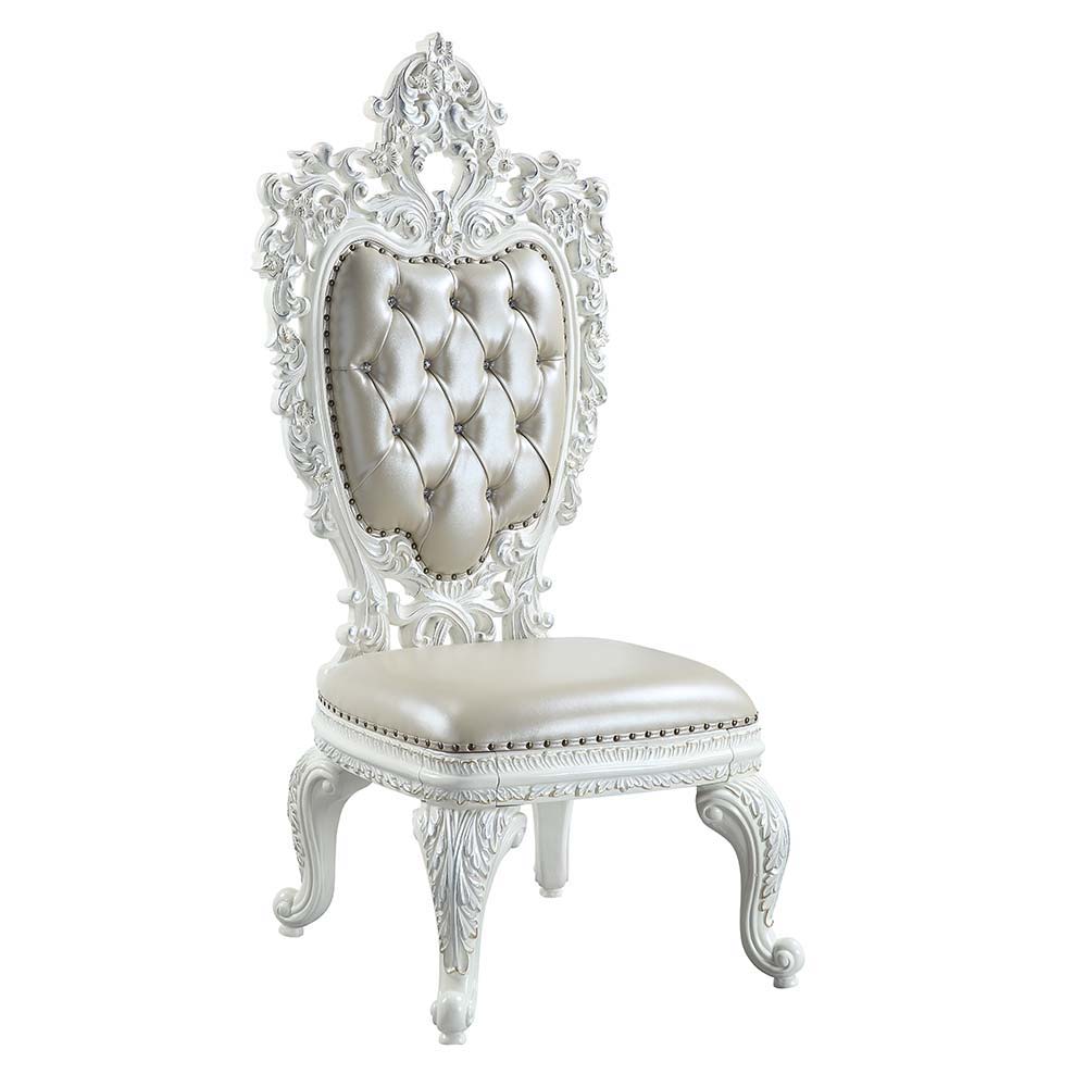 Vanaheim - Side Chair (Set of 2) - Beige PU & Antique White Finish - Urban Living Furniture (Los Angeles, CA)
