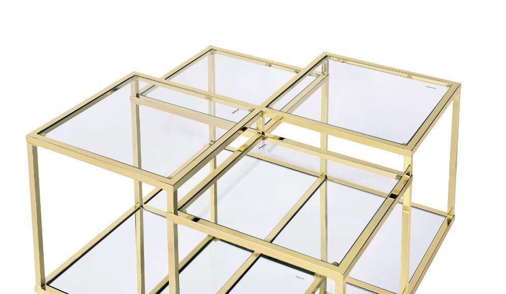Uchenna - Coffee Table - Clear Glass & Gold - Urban Living Furniture (Los Angeles, CA)