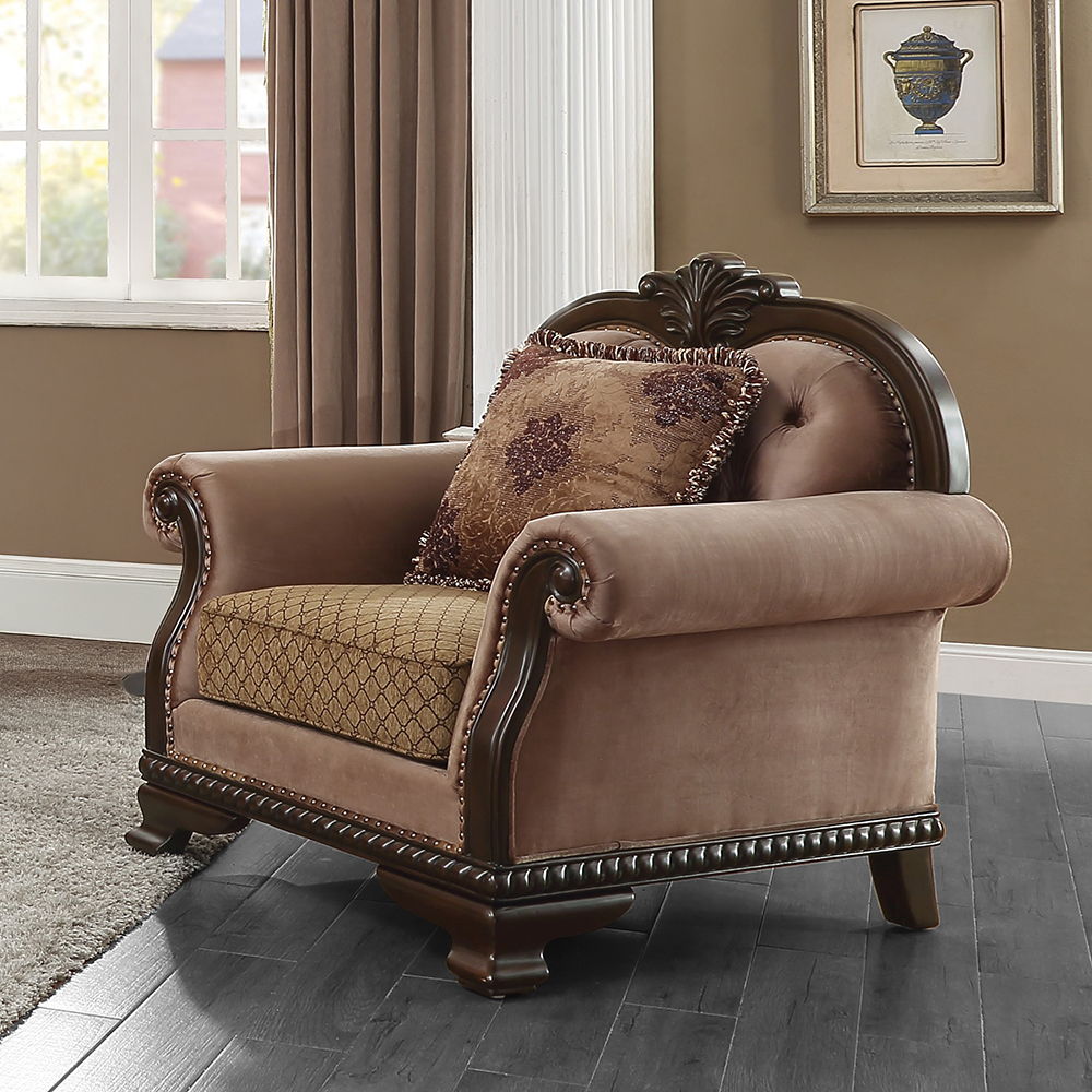 Chateau De Ville - Chair With Pillow (Same Lv01590) - Fabric & Espresso - Urban Living Furniture (Los Angeles, CA)